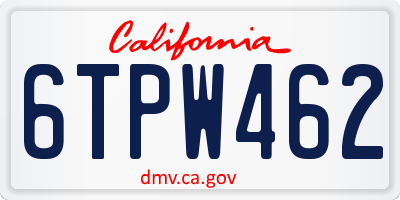 CA license plate 6TPW462