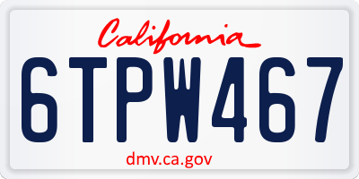 CA license plate 6TPW467