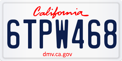 CA license plate 6TPW468