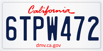 CA license plate 6TPW472