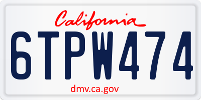 CA license plate 6TPW474