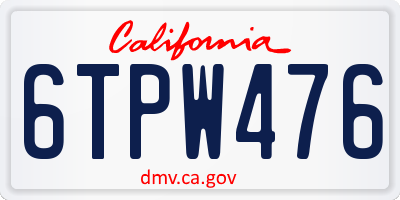 CA license plate 6TPW476