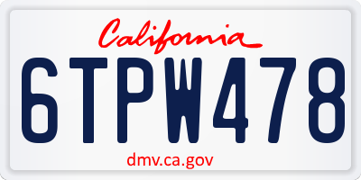 CA license plate 6TPW478