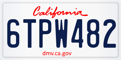 CA license plate 6TPW482