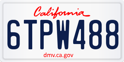 CA license plate 6TPW488