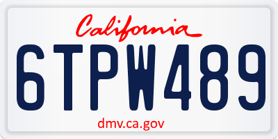 CA license plate 6TPW489