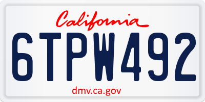 CA license plate 6TPW492