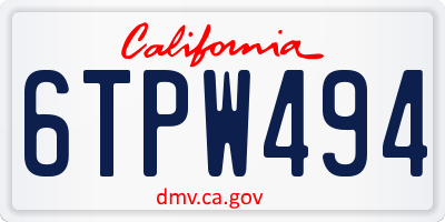 CA license plate 6TPW494