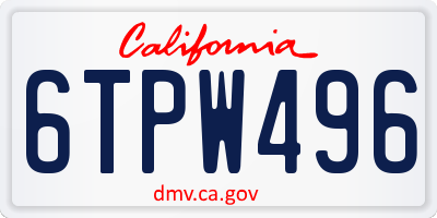 CA license plate 6TPW496