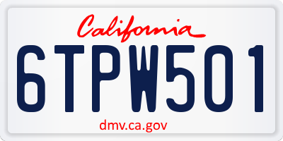 CA license plate 6TPW501