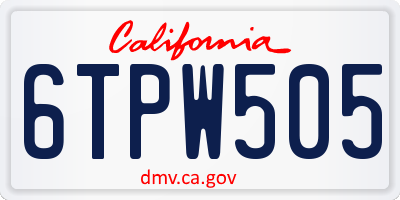 CA license plate 6TPW505