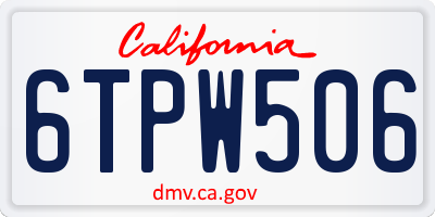 CA license plate 6TPW506