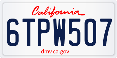 CA license plate 6TPW507