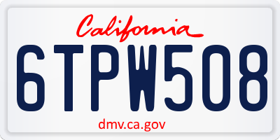 CA license plate 6TPW508