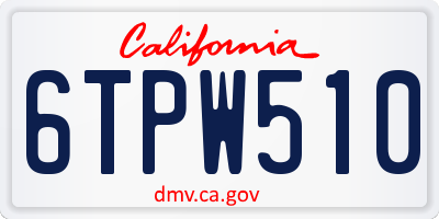 CA license plate 6TPW510