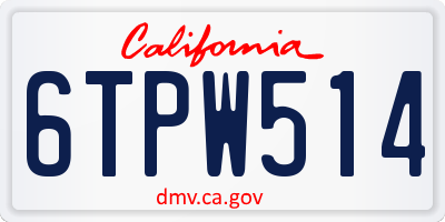 CA license plate 6TPW514