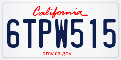 CA license plate 6TPW515