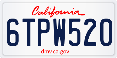 CA license plate 6TPW520