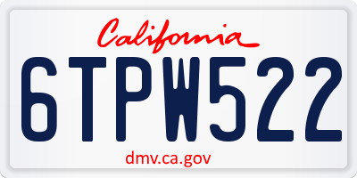 CA license plate 6TPW522