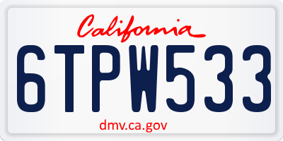 CA license plate 6TPW533