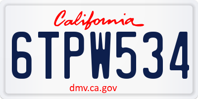 CA license plate 6TPW534