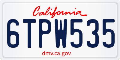 CA license plate 6TPW535