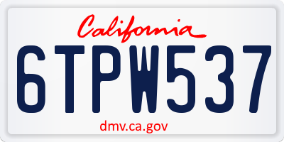 CA license plate 6TPW537