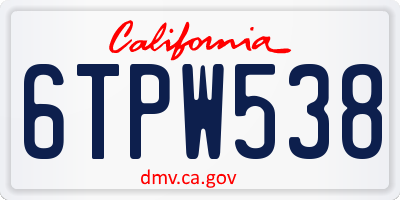 CA license plate 6TPW538