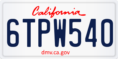 CA license plate 6TPW540