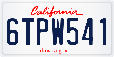 CA license plate 6TPW541