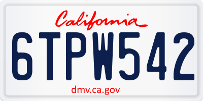 CA license plate 6TPW542