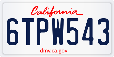 CA license plate 6TPW543