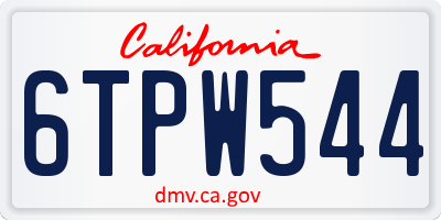 CA license plate 6TPW544