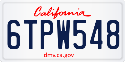 CA license plate 6TPW548