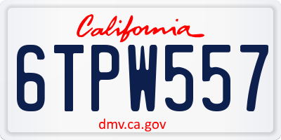 CA license plate 6TPW557