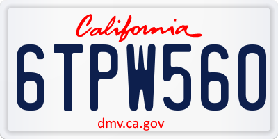 CA license plate 6TPW560