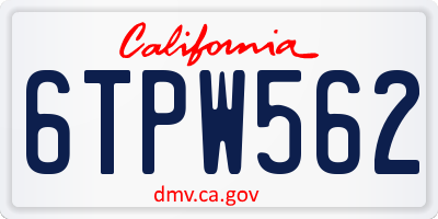 CA license plate 6TPW562