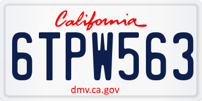 CA license plate 6TPW563