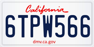 CA license plate 6TPW566