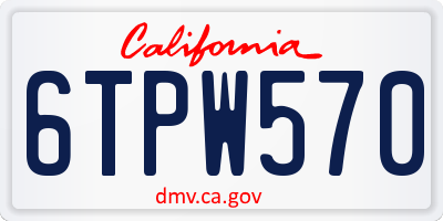 CA license plate 6TPW570