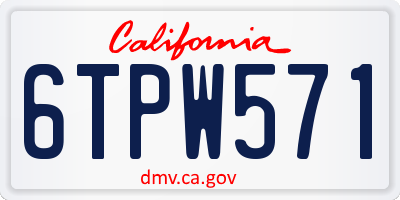 CA license plate 6TPW571