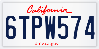 CA license plate 6TPW574