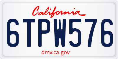 CA license plate 6TPW576