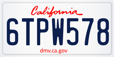CA license plate 6TPW578