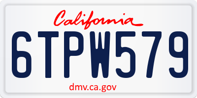 CA license plate 6TPW579