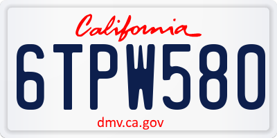 CA license plate 6TPW580