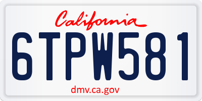 CA license plate 6TPW581