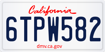 CA license plate 6TPW582