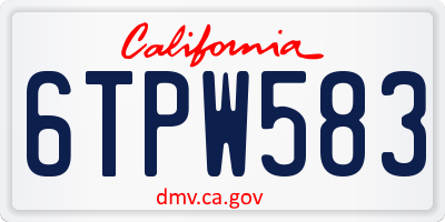 CA license plate 6TPW583