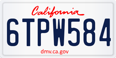 CA license plate 6TPW584